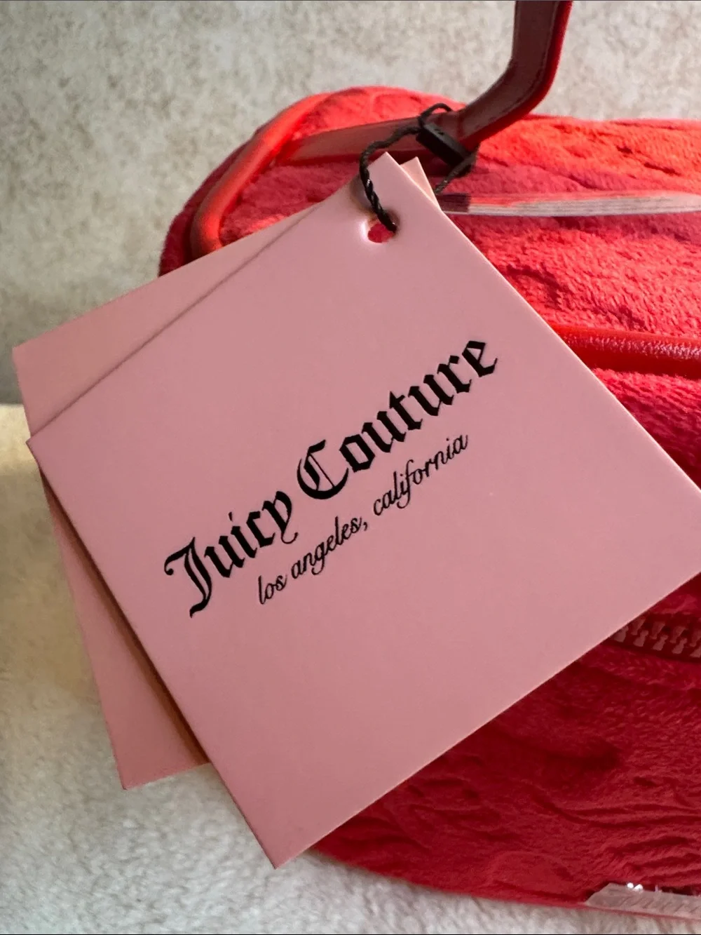 Juicy Couture Bright Red Velvet Cosmetic Case with Top Handle